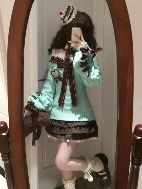 チョコレートリボンニット